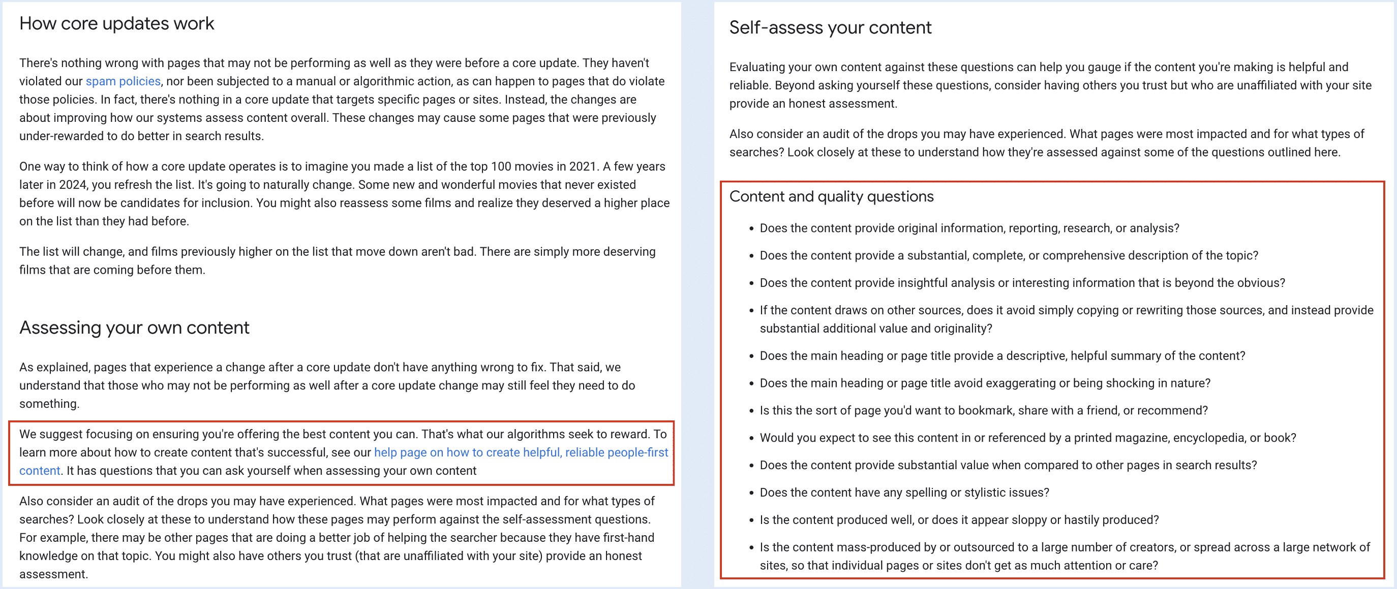 core updates and keyword cannibalisation